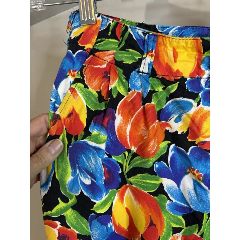 VTG 80's GAP Tulip‎ Floral Women's Pleated Bermuda Shorts 7/8 Japan